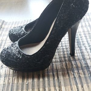 Black sequence heels